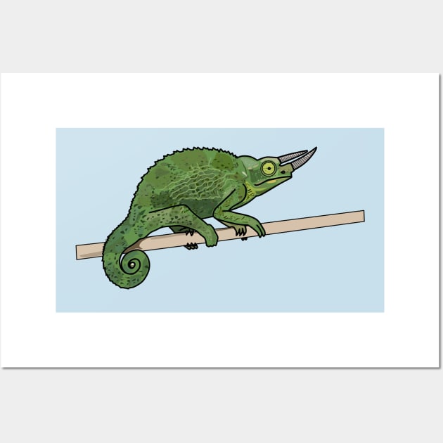 Jackson's chameleon cartoon illustration Wall Art by Miss Cartoon